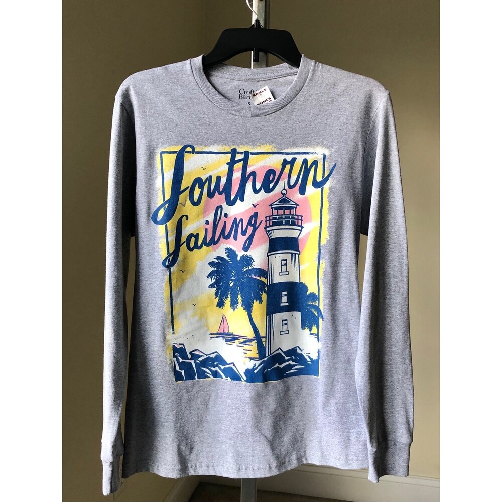 Croft & barrow t-shirt men’s size S grey long sleeves Crewneck Pullover